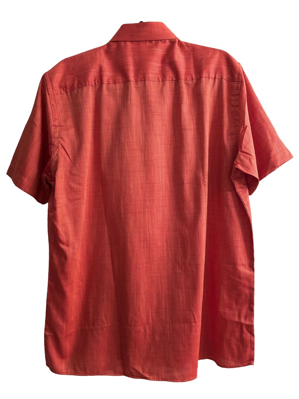 Modango Men's Short Sleeve Button Down Shirt - Terracotta/Rust Orange Size L - Picture 2 of 7